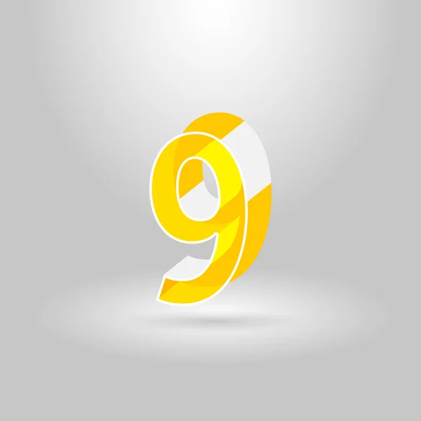 Alfabeto isometrico Font.Number 9.Illustrazione vettoriale — Vettoriale Stock