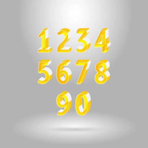 Isometrisk alfabetet Font.Numbers ställa 0,1,2,3,4,5,6,7,8,9,0. — Stock vektor