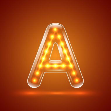 Parlayan font.illuminated mektuplar. Büyük harf A.Vector illustr