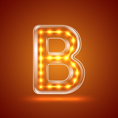 Parlayan font.illuminated mektuplar. Büyük harf B.Vector illustr