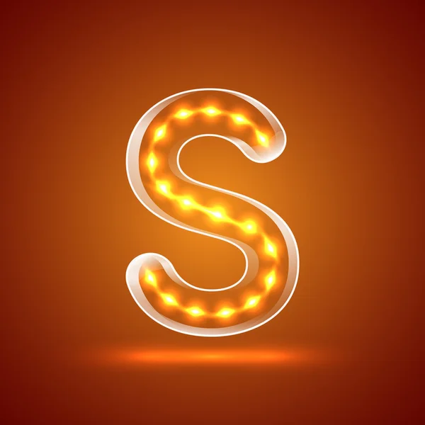 Parlayan font.illuminated mektuplar. Büyük Harf S.Vector illustr
