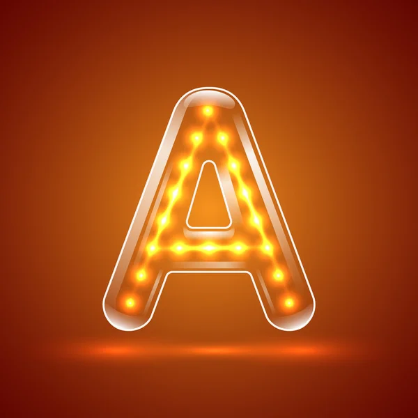 Parlayan font.illuminated mektuplar. Büyük harf A.Vector illustr