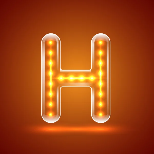 Parlayan font.illuminated mektuplar. Büyük harf H.Vector illustr