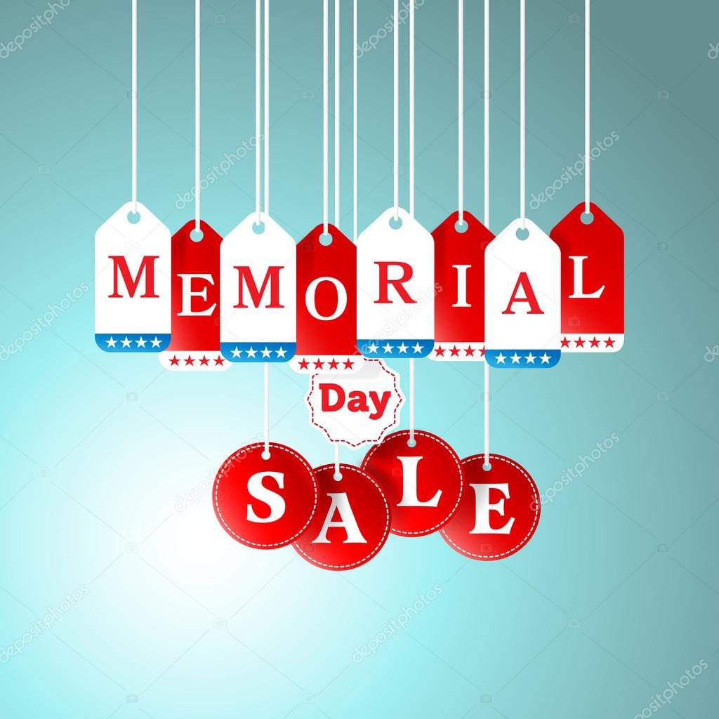 Memorial Day and Sale tag hanging in store for promotion