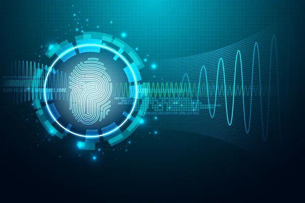 Abstract technology background.Security system concept with fingerprint Letter P