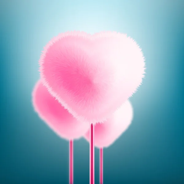 Cute pink fluffy hearts.Love and Valentine 's day — стоковый вектор