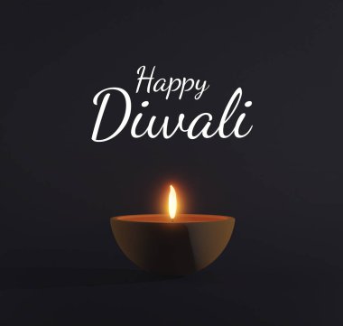 3D Diya lambasını Diwali, Deepavali veya Dipavali için ışıklandırma ile renklendirin.