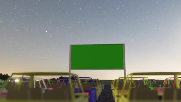 3D vykreslování animovaný Open air, venkovní nebo drive-in kino — Stock video
