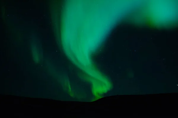 Paysage Pittoresque Hiver Vue Nocturne Aurora Borealis Aurores Boréales Dansant — Photo