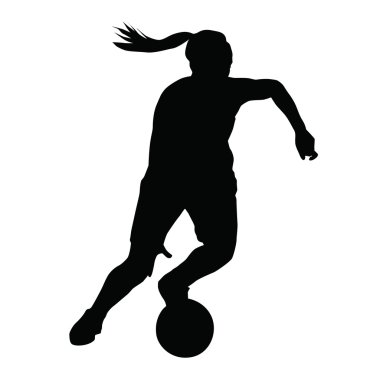Basketbol oyuncu vektör siluet, kadın, kız, b ile çalışan