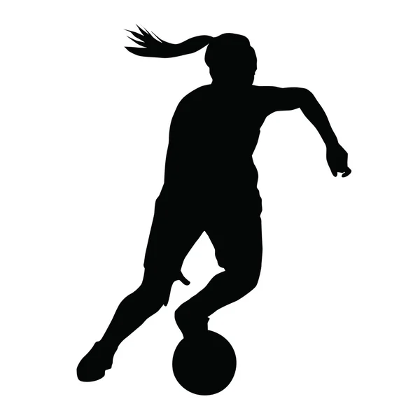 Jugador de baloncesto vector silueta, mujer, chica, corriendo con b — Archivo Imágenes Vectoriales