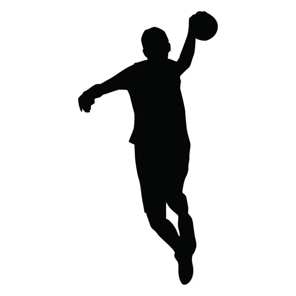 Handball player vector isolated silhouette — Stock Vector