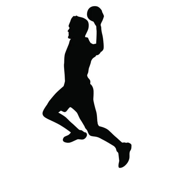 Handballer-Vektor-Silhouette, Seitenansicht — Stockvektor