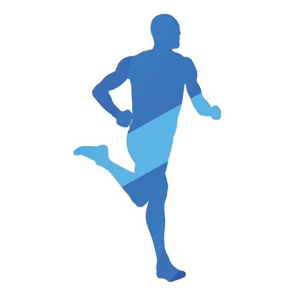 Running man, run, jog, abstract blue vector silhouette — Stock Vector