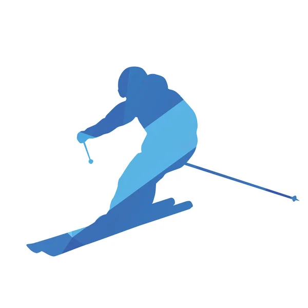 Downhill skiër, vector silhouet — Stockvector