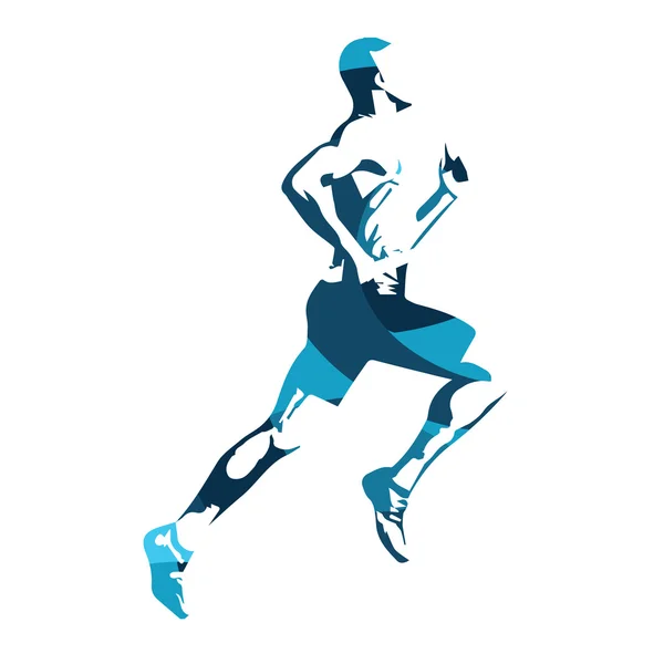 Soyut mavi vektör runner. Çalışan adam, izole vektör illust