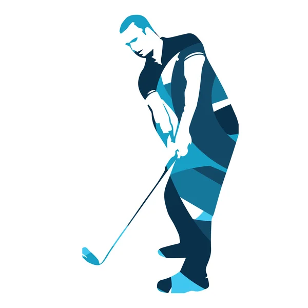 Jugador de golf azul abstracto, ilustración del golfista del vector — Vector de stock