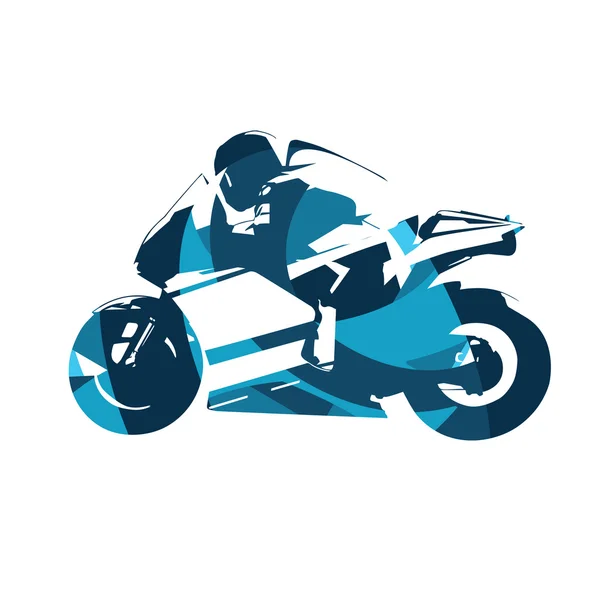 Motorcycle road racing, abstract blue vector illustration. Motor — Stock Vector