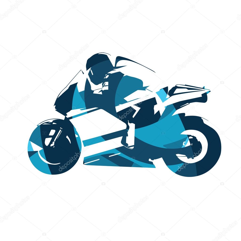 Motorcycle road racing, abstract blue vector illustration. Motorbike