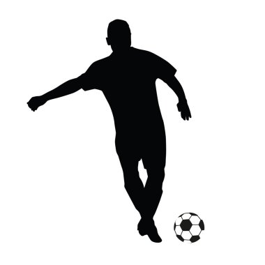 Futbol oyuncu vektör siluet. Çalışan futbolcu