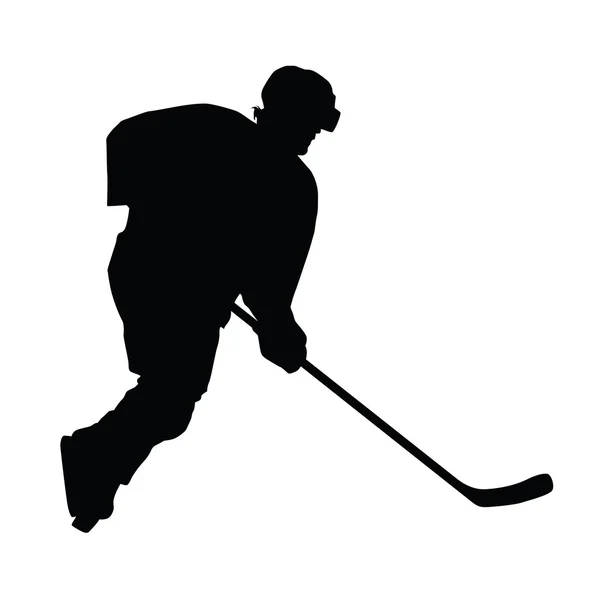 Hockey player vector silhouette, ice hockey winter sport — Stock Vector