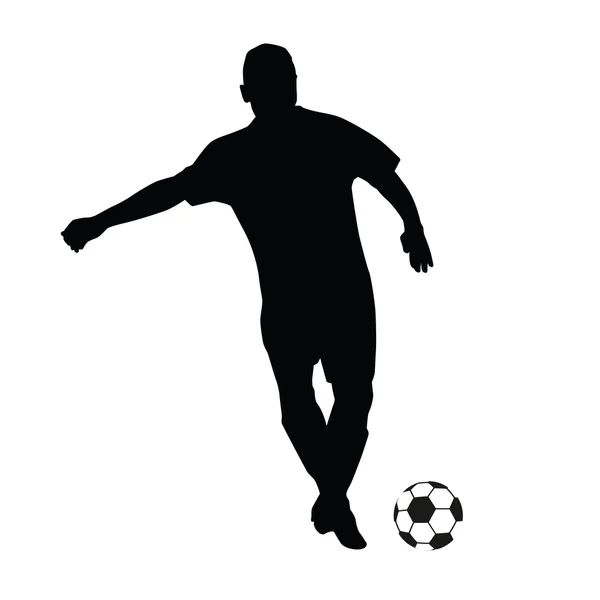 Silhouette vectorielle de joueur de football. Joueur de football en cours — Image vectorielle