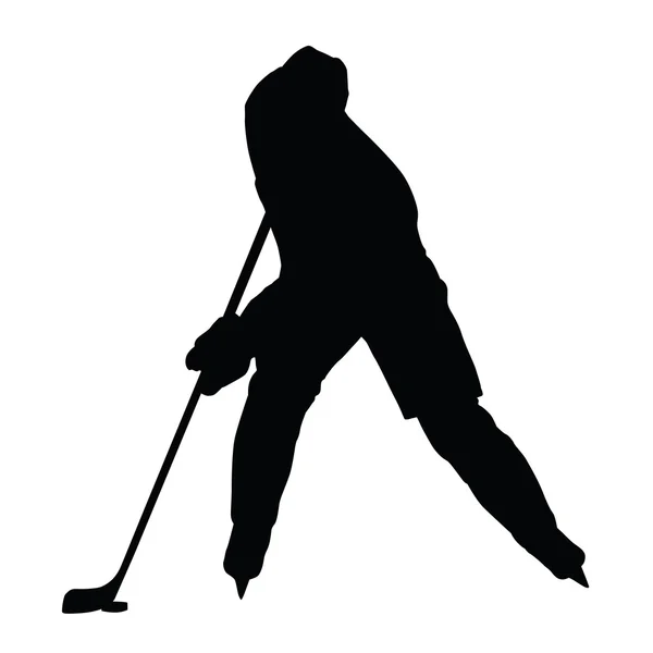 曲棍球运动员矢量轮廓、 前视图、 冰上曲棍球冬天 s — 图库矢量图片