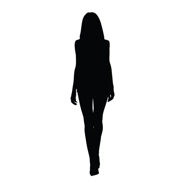 Silhueta mulheres altas magras. Vista frontal. silhueta vetorial de sexo — Vetor de Stock