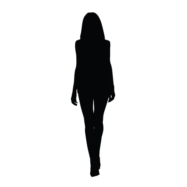 Silhouette slim grandes femmes. Vue de face. Silhouette vectorielle du sexe — Image vectorielle