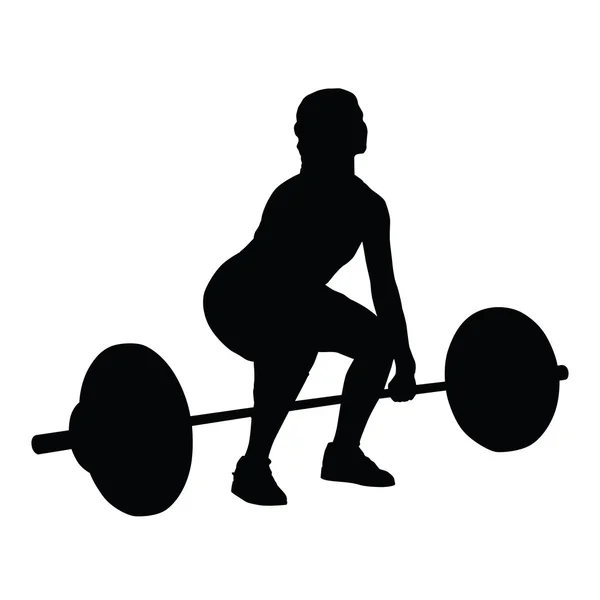 Weight lifting woman vector silhouette — Stock Vector