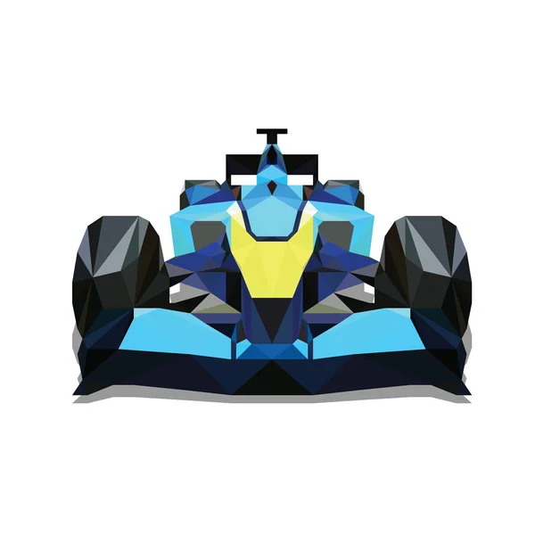 Polygonal Formel bil. Färgglada vector formel racing bil, en en — Stock vektor