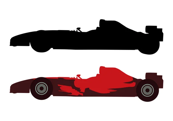 Roter Formel-Rennwagen, Vektorsilhouette und Illustration — Stockvektor