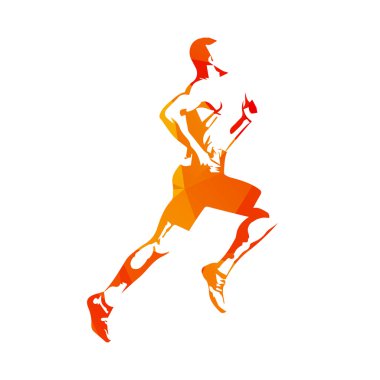 Tasarlamak turuncu vektör runner. Çalışan adam, izole vektör Hüseyin