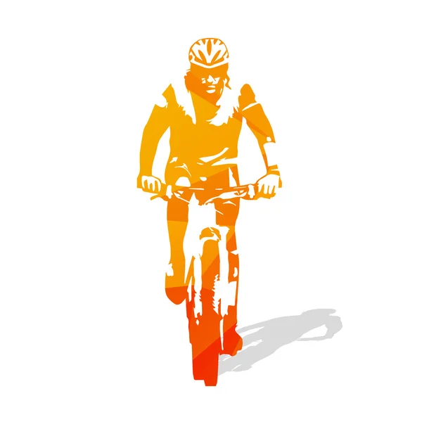 Andar de bicicleta. Mountain biker, abstrato laranja ciclista vetor —  Vetores de Stock