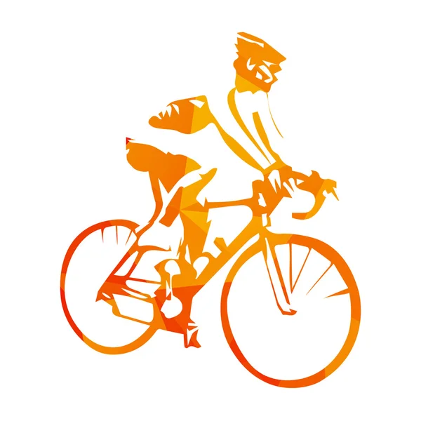 Yol bisiklet, soyut turuncu vektör bisikletçi çizim. Bicyc — Stok Vektör