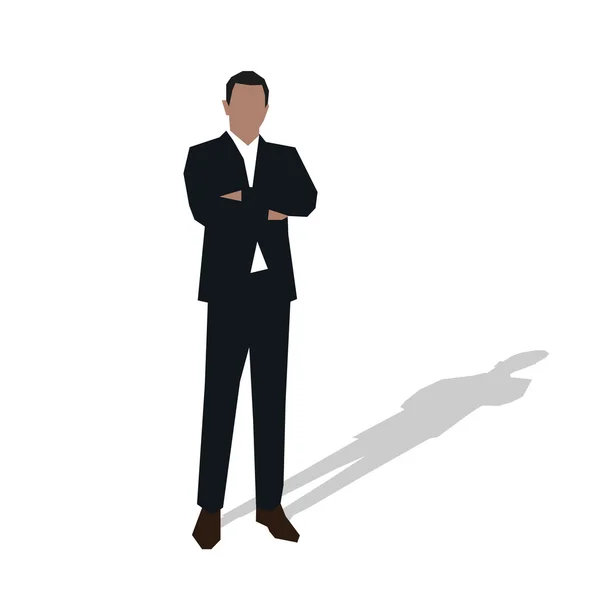 Επιχειρηματίας στέκεται με διπλωμένα χέρια, εικονογράφηση φορέα. Επίπεδη d — Διανυσματικό Αρχείο