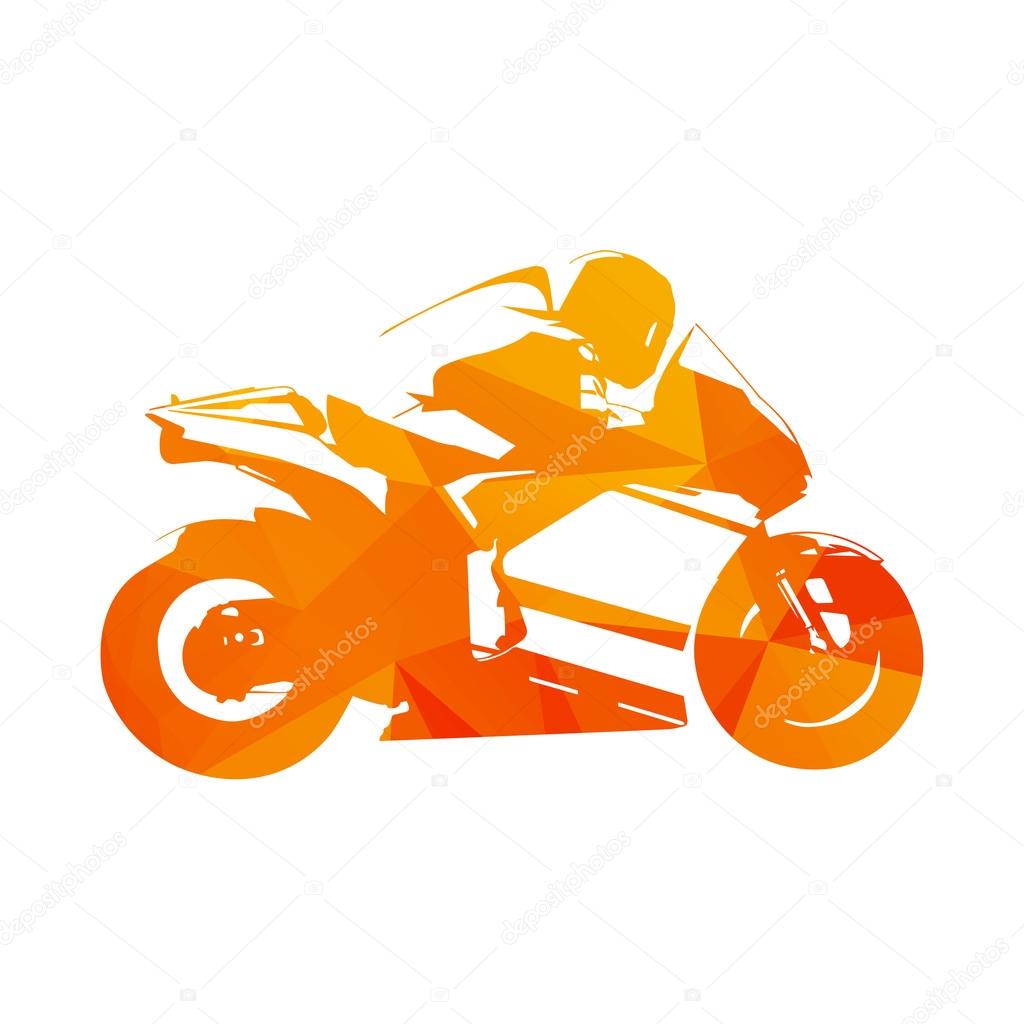 Motorcycling. Motorcycle road racing, abstract orange vector illustration. Motorbike