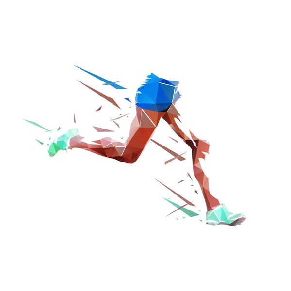 Koşmak Düşük Çokgen Bacaklar Kadın Koşucu Soyut Izole Edilmiş Geometrik — Stok Vektör