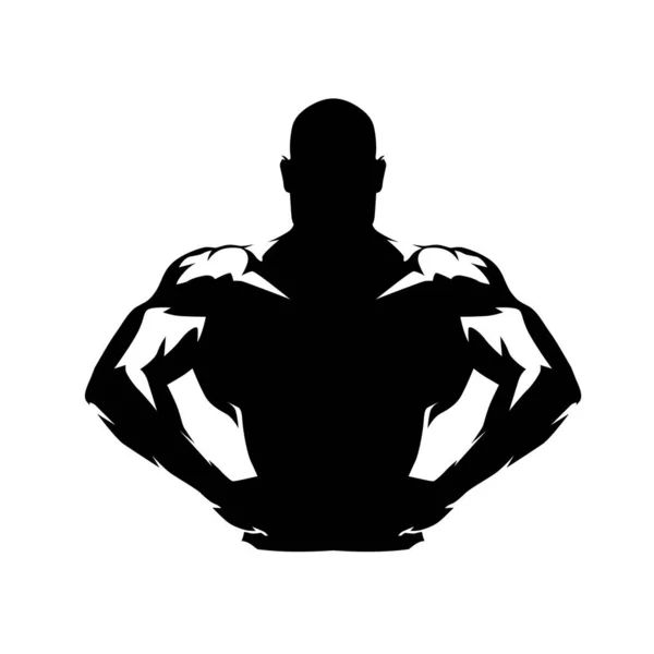 Posing Bodybuilder Isolated Vector Silhouette Ink Drawing Logo — Stock Vector