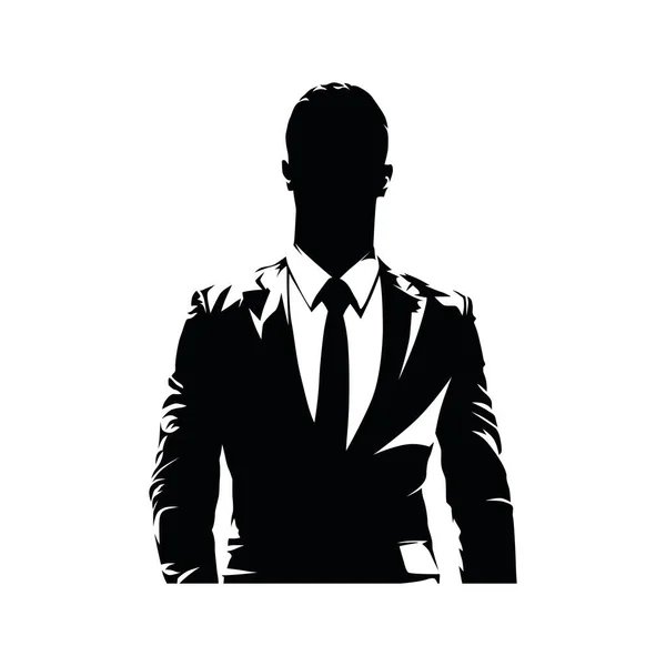 Hombre Negocios Traje Avatar Vista Frontal Silueta Vectorial Aislada Abstracta — Vector de stock