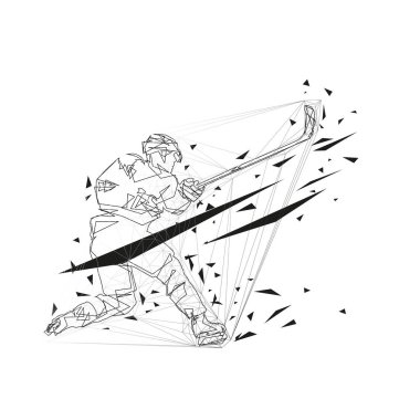 Buz hokeyi oyuncusu diski, çizgi sanatını, soyut geometrik vektör siluetini vuruyor