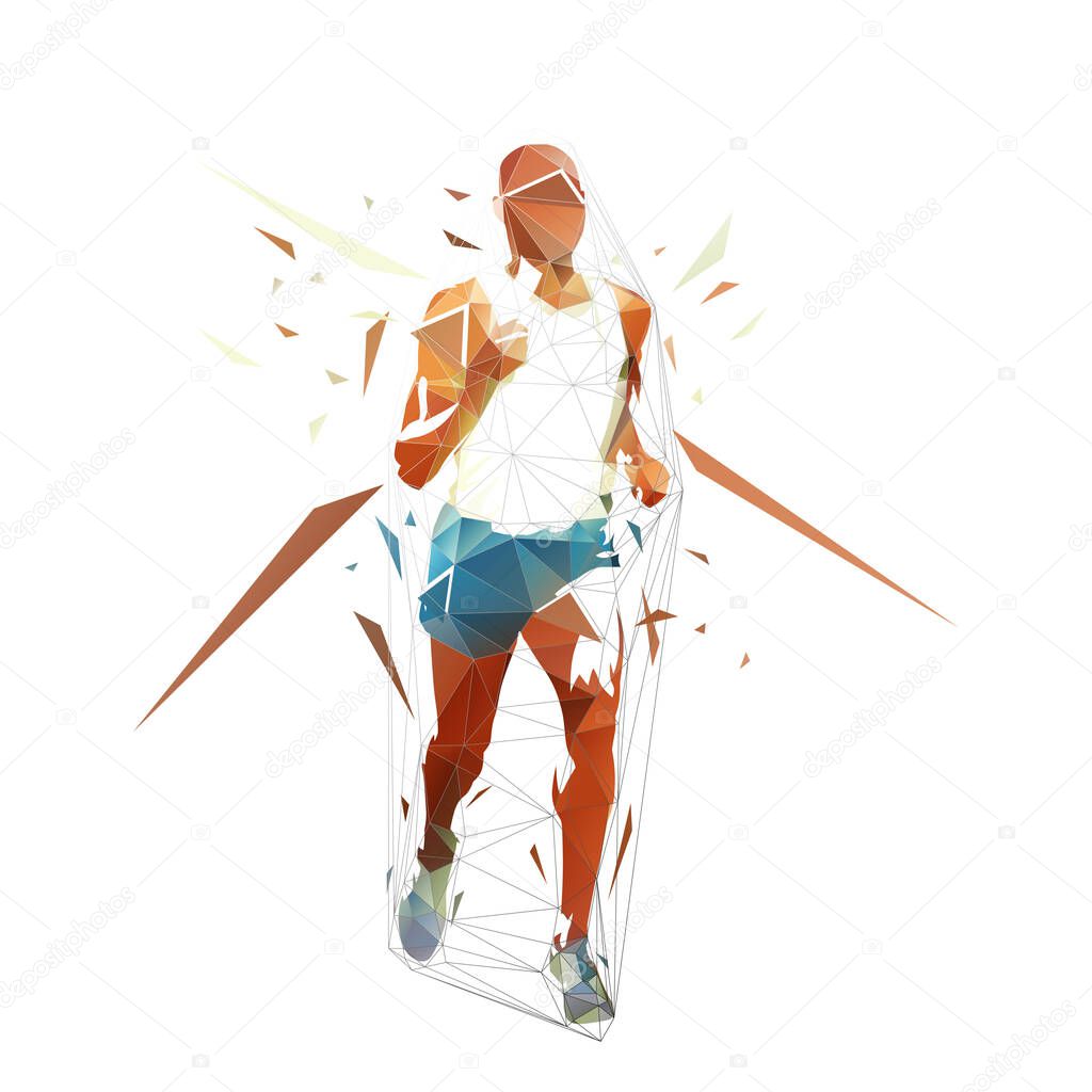 Running man. Low polygonal isolated geometric vector illustration from triangles. Marathon run