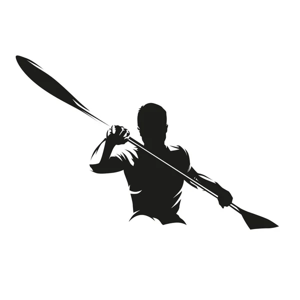 Canoa Sprint Logo Kayak Silhouette Vettoriale Isolata Disegno Inchiostro Vista — Vettoriale Stock