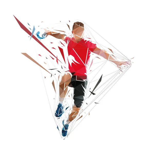 Handball Player Throwing Ball Low Polygonal Vector Illustration — Stockový vektor