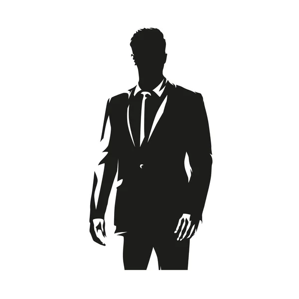 Бизнесмен Стоит Абстрактный Изолированный Векторный Силуэт Чернильный Рисунок Бизнес Люди — стоковый вектор
