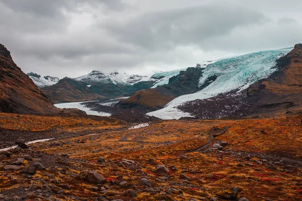İzlanda 'da sonbahar manzaralı bir buzul.