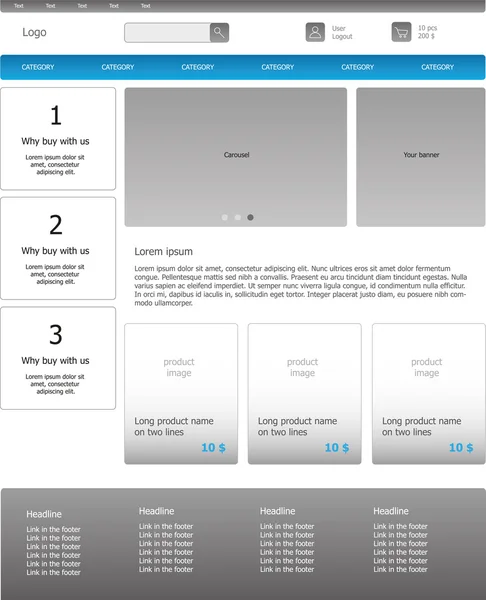 图形模板主页的互联网业务。清除网页设计 — 图库矢量图片