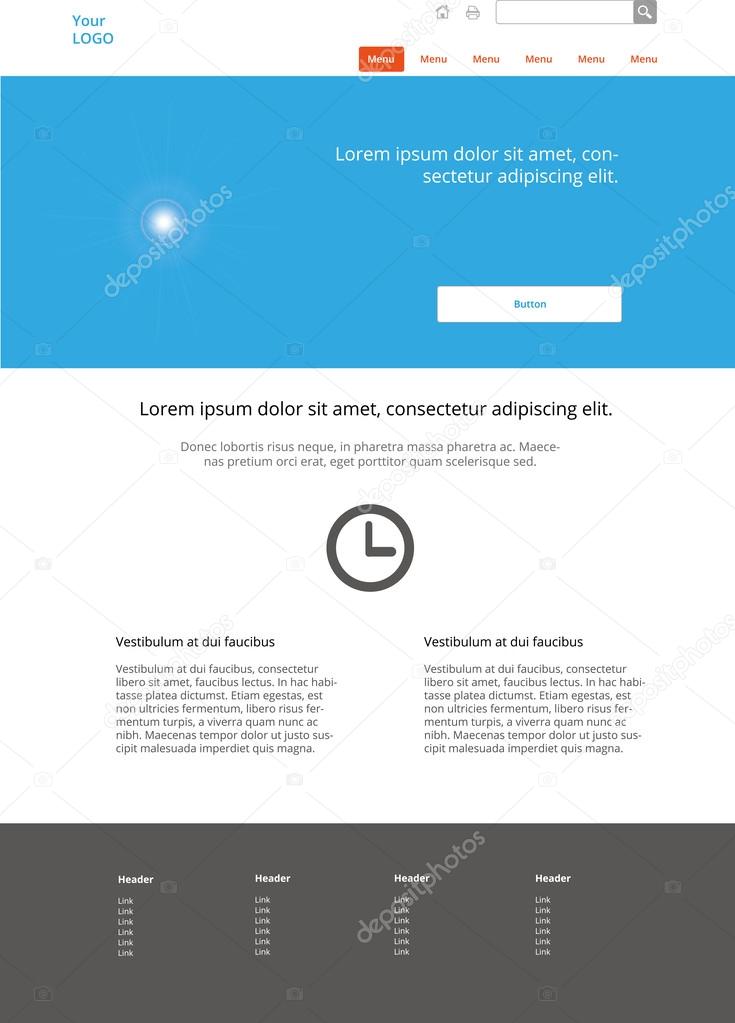 Modern website design template. Clear landing page