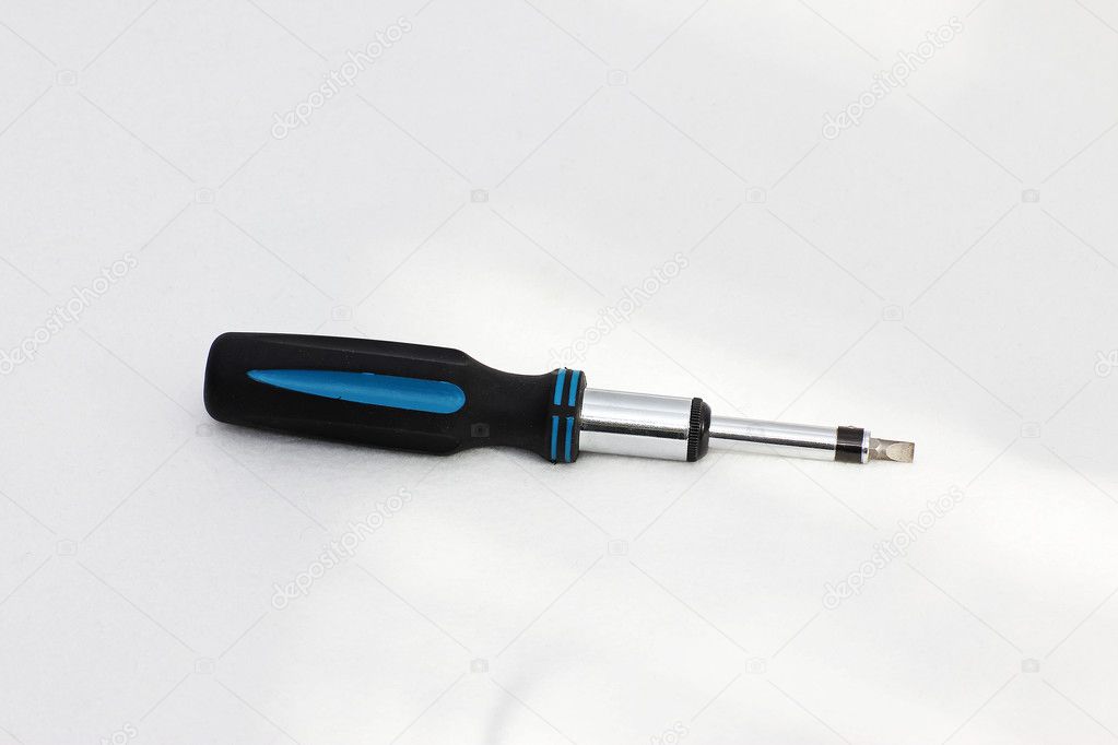 Flat screwdriver with black handle