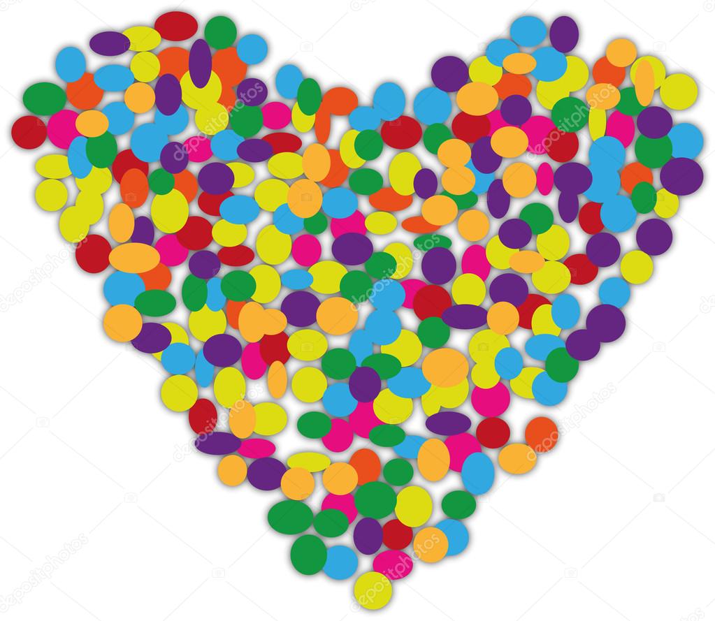 Colorful heart of sweet candies